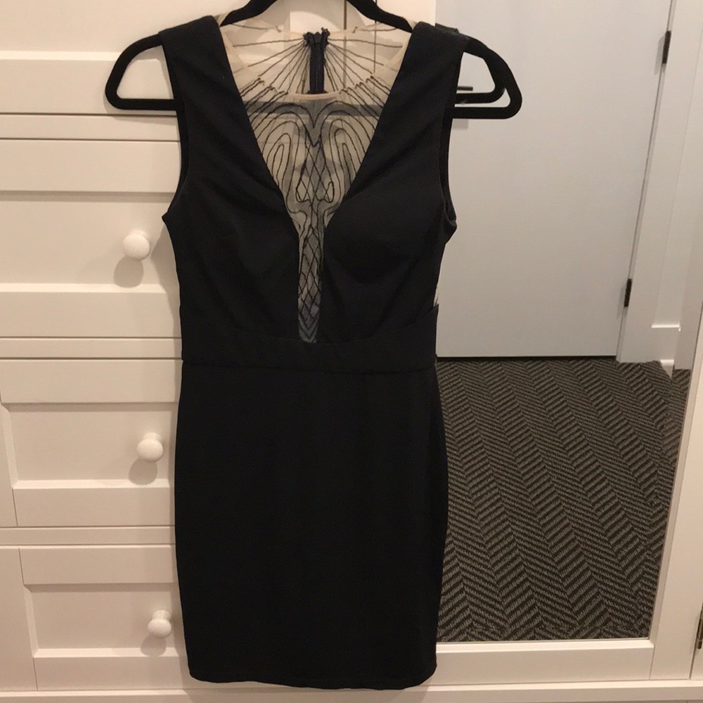 Kimikal Black Embroidered Dress | Size XS | Fitted Cocktail Dress